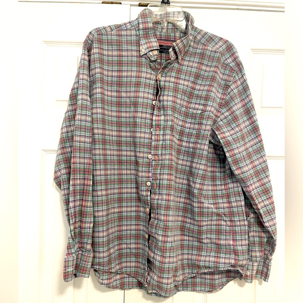 Vintage Vineyard Vines Men’s XL Plaid 100% Cotton Button Down